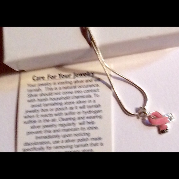 Support Breast Cancer Research- 17 inch chain tiny Breast Cancer 1/2" charm - Picture 8 of 8
